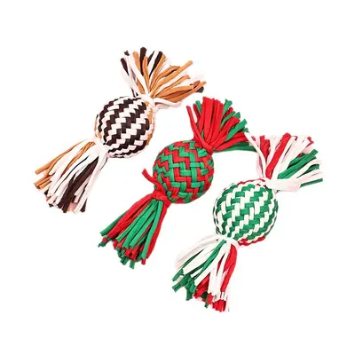 Christmas Candy Cotton Rope Dog Toy Set with Squeaker - 6