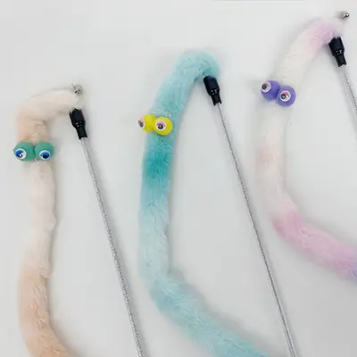 Dayanıklı Uzun Saplı Kedi Oyun Çubuğu, Peluş Sihirli Kedi Oyuncağı Kendi Kendine Oynayan