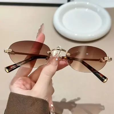 Frameless Round Sunglasses for Women - 1