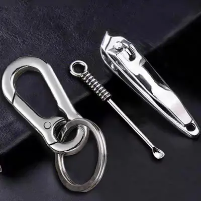 Ear spoon and nail clipper set with keychain