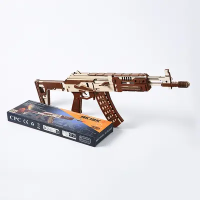 Ahşap oyuncak tüfek modeli AK12 yapboz - eğitici blok seti