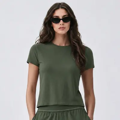 Women's Yoga Set, Quick-Dry Straight-Leg Pants and Short-Sleeve Top - 13