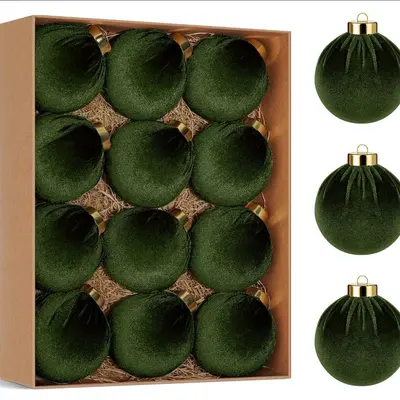 Dark Velvet Christmas Balls, Flocked Christmas Ornaments
