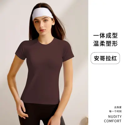 Women's Short Sleeve Pilates Yoga Training Top Quick-Dry Fitness Wear - 6