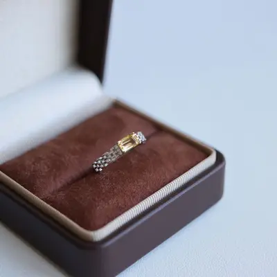 S925 Sterlingsilber Ring mit Gelbquarz für Damen, verstellbar
