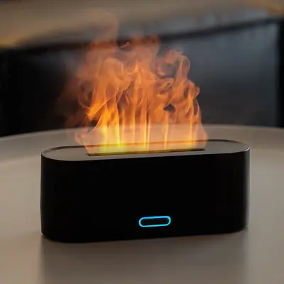 Aromatherapie-Diffuser mit farbiger Simulationsflamme, USB, Tisch-Luftbefeuchter - 12