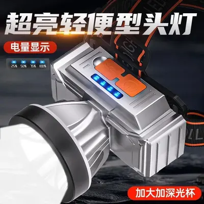 USB rechargeable plastic headlamp, powerful light, for fishing and mining - 7