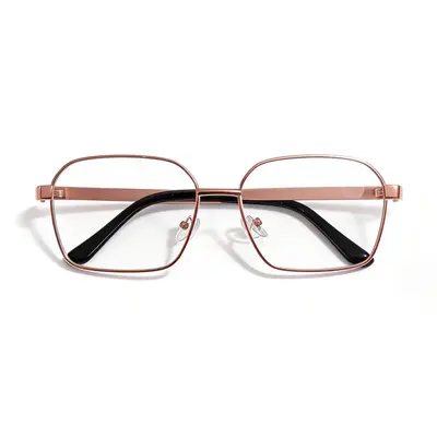 Large Square Sunglasses, Crystal Flat Lens, Full Metal Frame - 9