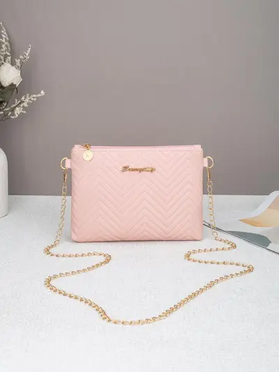 Chain Striped Women's Clutch, Two-Way Minimalist Design - 9