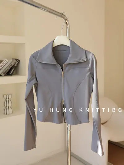 Women's Fitness Jacket, Ribbed Stand Collar, Quick-Dry - 9