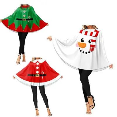 Adult Christmas Costume, Party Coat with Cape
