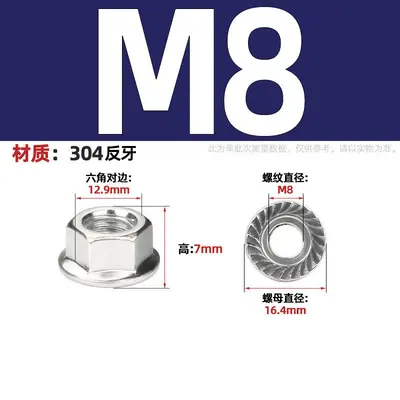 Flanschmutter aus Edelstahl 304, DIN 6923, M3-M12 - 10
