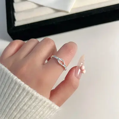 S925 Sterling Silber Doppelherz-Ring offenes Design - 4