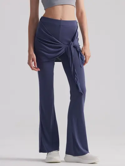 Neues Yoga-Schlaghose-Damen-Langhose mit Nackt-Gefühl, Drape-Fall, abnehmbarem Rockteil gegen Verlegenheit, Fitnesshose zum Außentragen, blickdicht gegen Peinlichkeit - 6