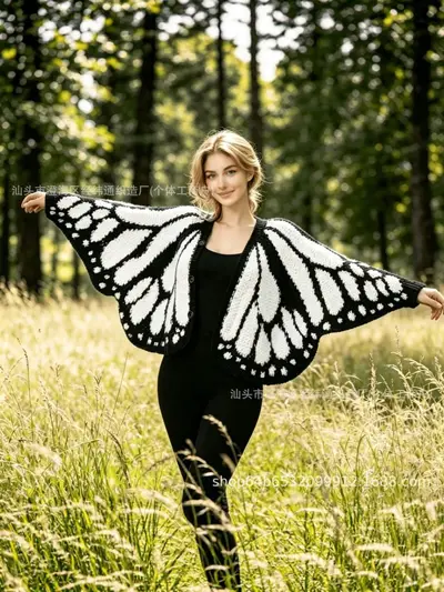 Großer Schmetterlingsumhang, Schal-Strickjacke für Damen