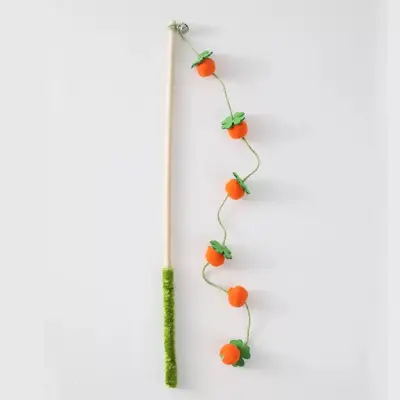 Wooden Handle Cat Teaser Wand with Bell, Replacement Head, Scratch and Bite Resistant - 9