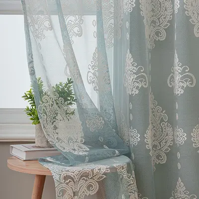 Nordic minimalist yarı karartma tül perde, katyonik renk bloklu, hazır - 3