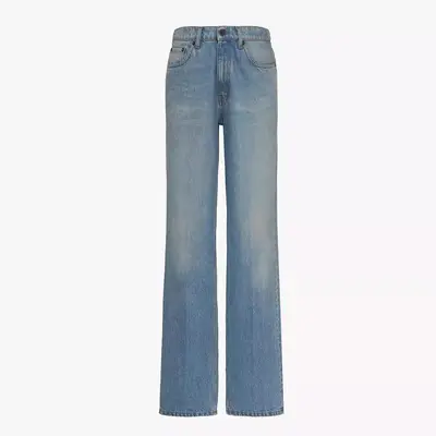 Damen-Jeans mit hohem Bund, helle Waschung, locker geschnitten, gerades Bein - 5