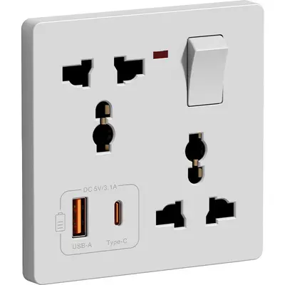 86er Unterputz-Steckdose USB+Type-C 3,1A