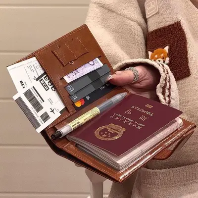 Многофункциональный чехол для паспорта с защитой RFID, с отделениями для карт и держатель для билетов - 5