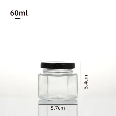 Hexagonal Glass Jar with Lid, Airtight - 8