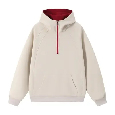 Herren-Kapuzensweatshirt, Half-Zip, Baumwolle, Herbst-Winter - 9