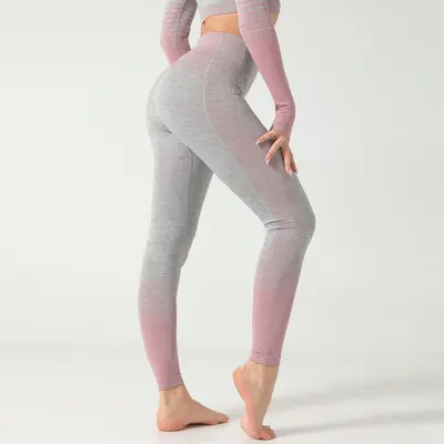 Seamless Gradient Yoga Pants, High Waist, Multicolor, Tight Fit