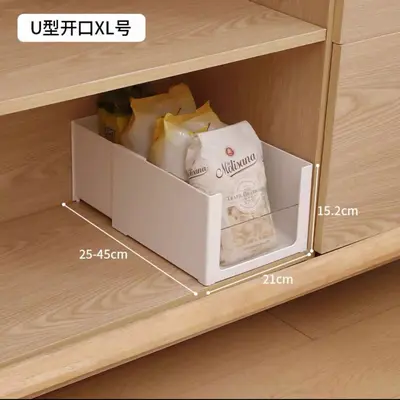 Retractable kitchen storage basket, transparent, extended length for cabinet use - 8