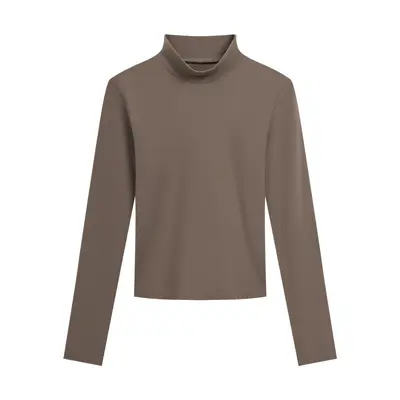 Women's Solid Half-High Neck Long Sleeve Base Layer, Slim Fit - 12
