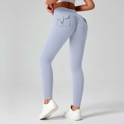 Damen-Yogahose mit hohem Bund, Po-Lifting-Effekt, angeraute elastische Qualität - 8