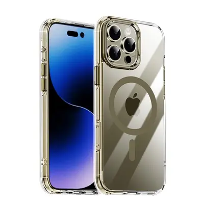 Apple 16 Pro Max telefon kılıfı şeffaf manyetik iPhone 16 koruyucu kılıf metal hava yastığı darbeye dayanıklı yeni stil - 6