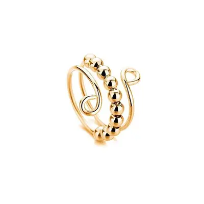 Brass Bead Spinner Ring, Stress Relief, Open Design
