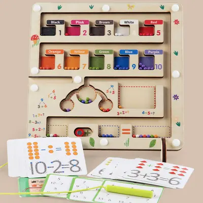 Wooden Magnetic Bead Maze Sorting Color Classification Toy