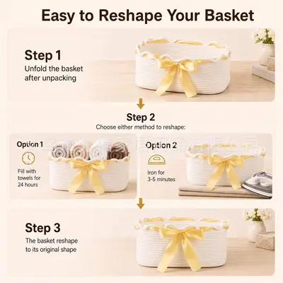 Cotton Rope Woven Storage Basket, Baby and Kids Toy Organizer Basket