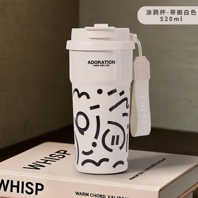 Edelstahl-Thermobecher 316er, DIY-Graffiti-Design, tragbare Kaffeetasse - 13