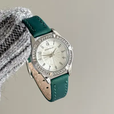 Strass taşlı retro kadın saati, küçük kadran, lüks vintage stil - 8