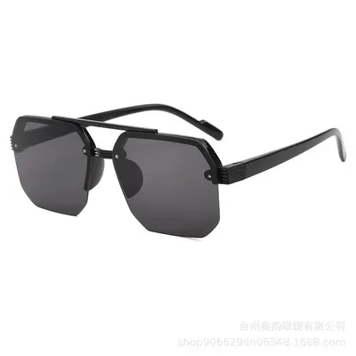 Kindersonnenbrille mit halbem Rahmen, Doppelsteg, UV-Schutz, für Jungen und Mädchen