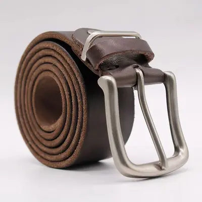Herren-Vintage-Gürtel aus reinem Rindsleder, einlagig, schlicht, lässig, Nadelverschluss, echtes Ledergürtel, Jeansgürtel für Jugendliche und Studenten - 8