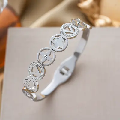 Strass-besetztes Titanzahl-Armband für Damen, offener Edelstahl, farbbeständig - 8