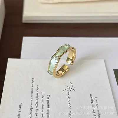 Green series stackable women's ring - 9