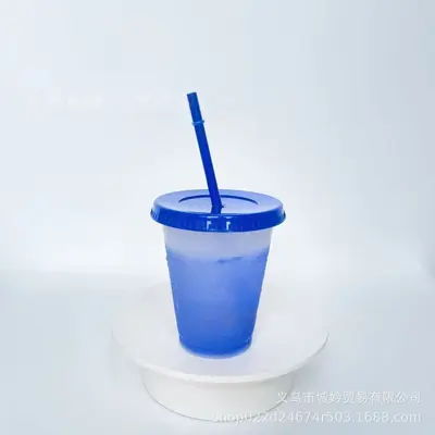 475ml tek katmanlı soğukta renk değiştiren bardak Gıda sınıfı PP spor su bardağı Seyyar satış soğuk içecek bardağı Stokta logo baskısı yapılabilir - 10