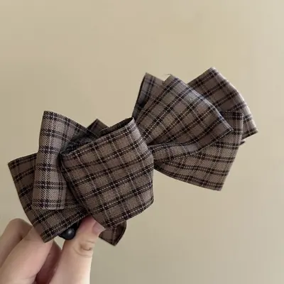 Women's Bow Banana Hair Clip, Retro Pattern, Half-Up Style - 10