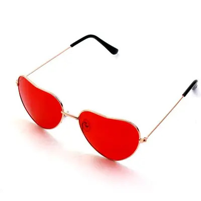 Heart-Shaped Retro Sunglasses, Metal Frame, Ocean Pattern Lenses, Party Glasses - 5