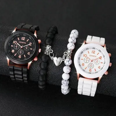 Damen-Quarzuhr mit Silikonarmband, koreanischer Stil, schlichtes Design - 7