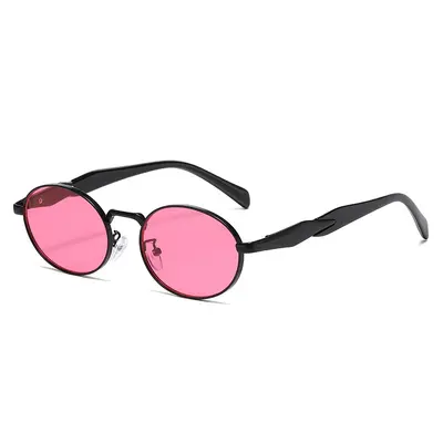 Oval Metal Frame Retro Sunglasses - 8