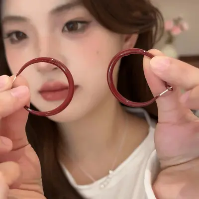 Sweet and Cool Style Spicy Girl Hoop Earrings 2025 New Simple Round Face Earrings Personality Internet Celebrity Circle Accessories - 13