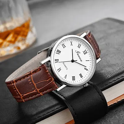 Herrenuhren des Herstellers auf Lager Großhandel, Beamtenprüfungsuhr, grenzüberschreitende Quarzuhr, Herrenuhr mit Lederarmband. - 10