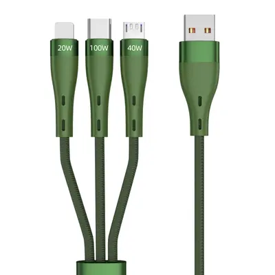 6A 100W 3-in-1 geflochtenes Schnellladekabel