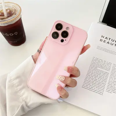 Macaron-Farben Handyhülle für iPhone 15 Pro Max, Glas, Sommer-Design