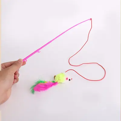 Kedi oyuncağı komik kedi çubuğu fare ses çıkaran çanlı